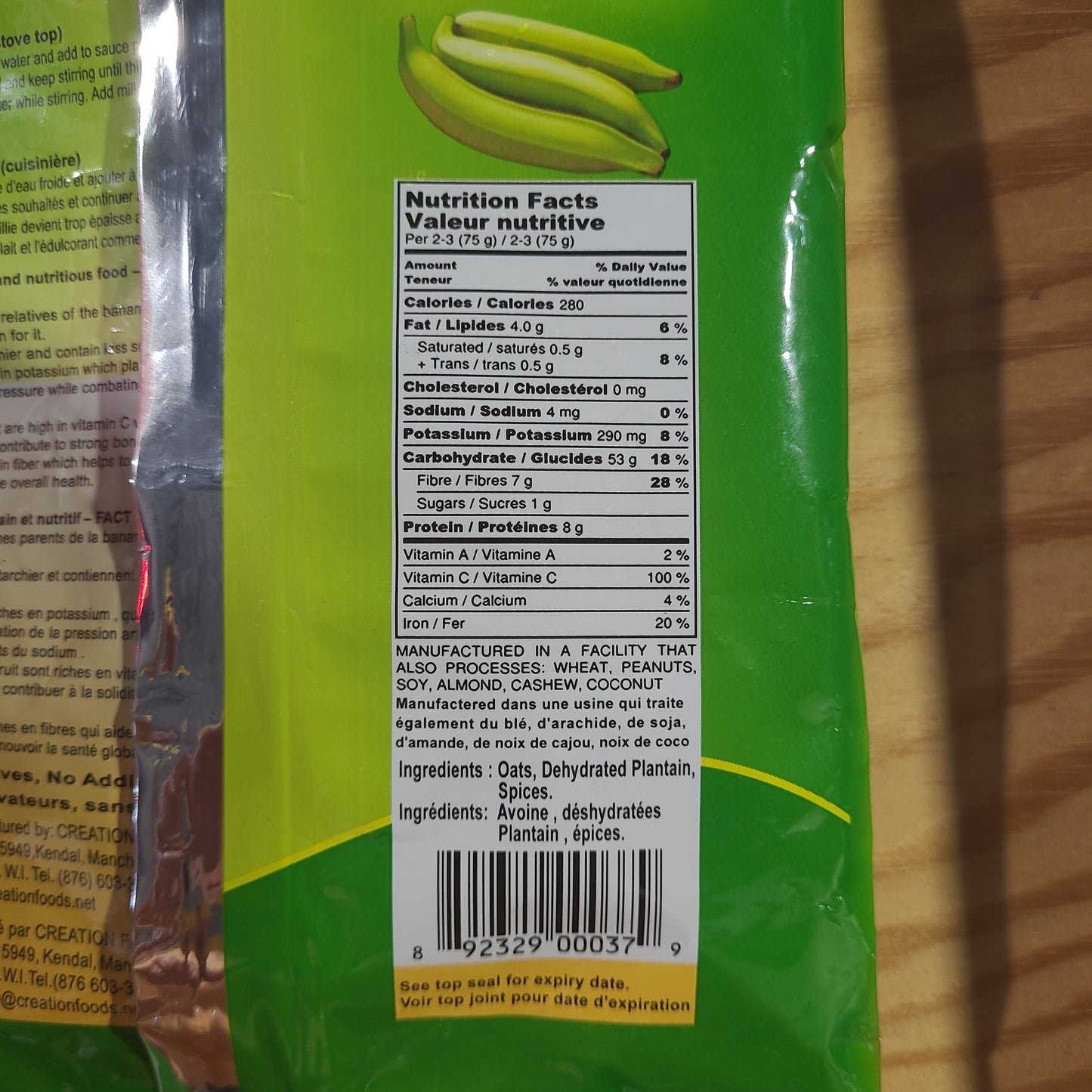 Creation Foods Plantain Porridge Mix